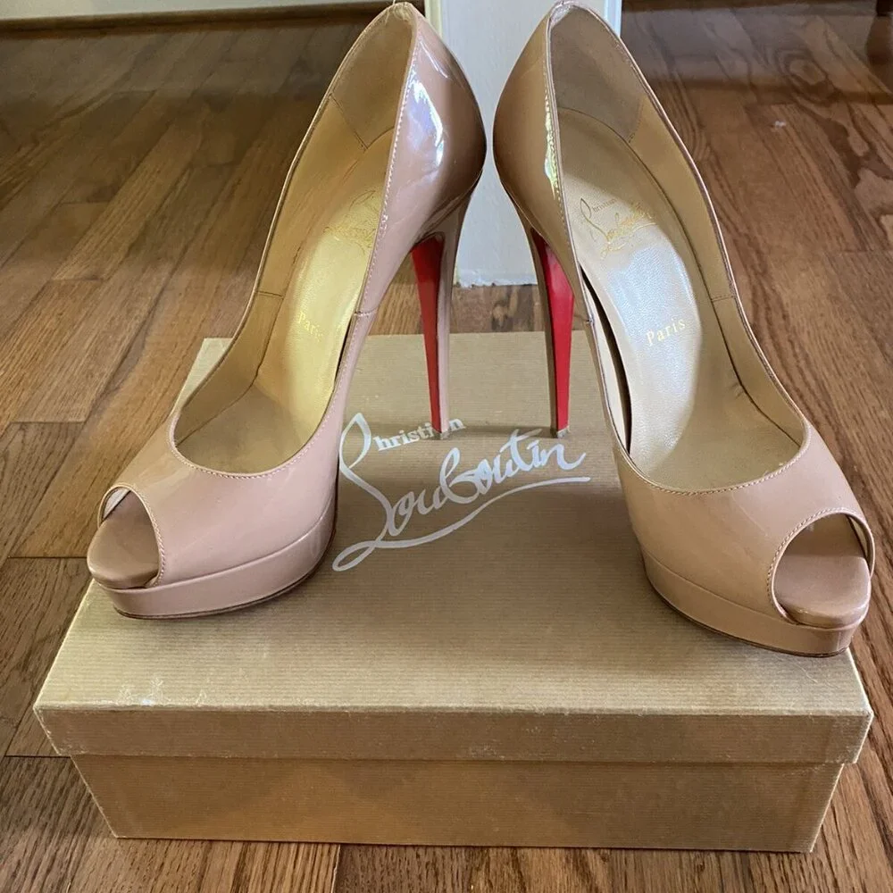 Christian Louboutin Lady Peep 150 Patent Calf Heels - Picture 2 of 9